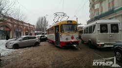 В Одессе сошел с рельс бывший рижский трамвай (ФОТО)