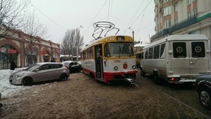 В Одессе сошел с рельс бывший рижский трамвай (ФОТО)