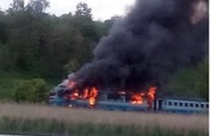 Пассажирский дизель-поезд сгорел в Винницкой области (ФОТО)