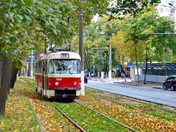 Фото дня: одесские трамваи в ярких красках осени