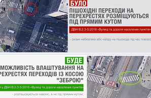 В Украине могут появиться пешеходные переходы под косым углом к тротуару