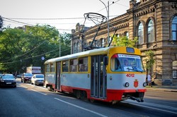 Как в Одессе День Независимости Украины на трамваях отмечали