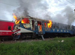 Сгорела электричка Одесской железной дороги (ФОТО)