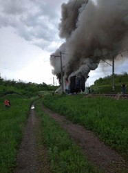 Сгорела электричка Одесской железной дороги (ФОТО)