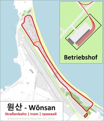 В северокорейском городе Вонсан построили кольцевую линию трамвая