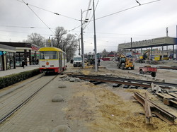 В Одессе укладывают новые трамвайные пути на Водопроводной угол Новощепного Ряда (ФОТО, ВИДЕО)